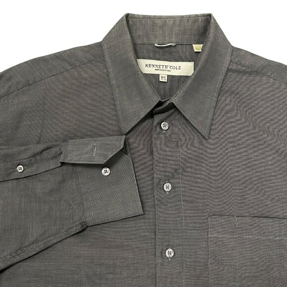Kenneth Cole Collection Gray Woven Long Sleeve Shirt Size 16.5 32/33 - Picture 1 of 7